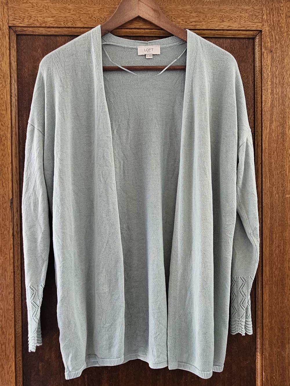 LOFT Lightweight Open-Front Cardigan in Sage Green